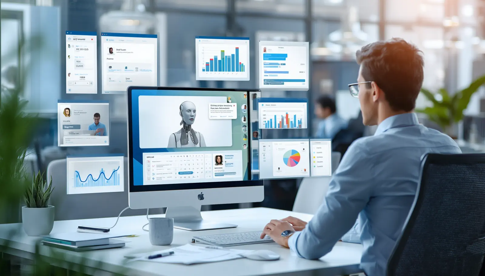 Assistant IA aidant un entrepreneur à automatiser la gestion de son entreprise-omnily-crm